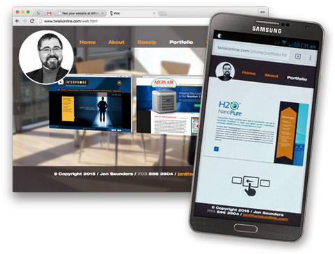 Screenshot of desktop and phone versions of my Web site.